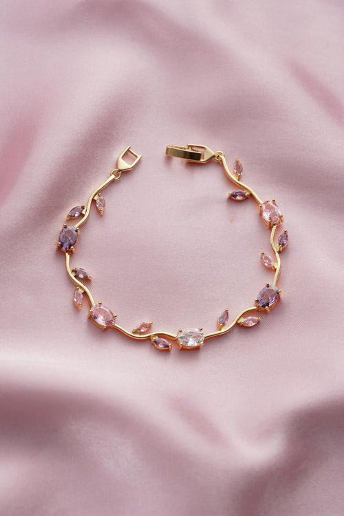 Gold Pastel Tulip Floral Bracelet